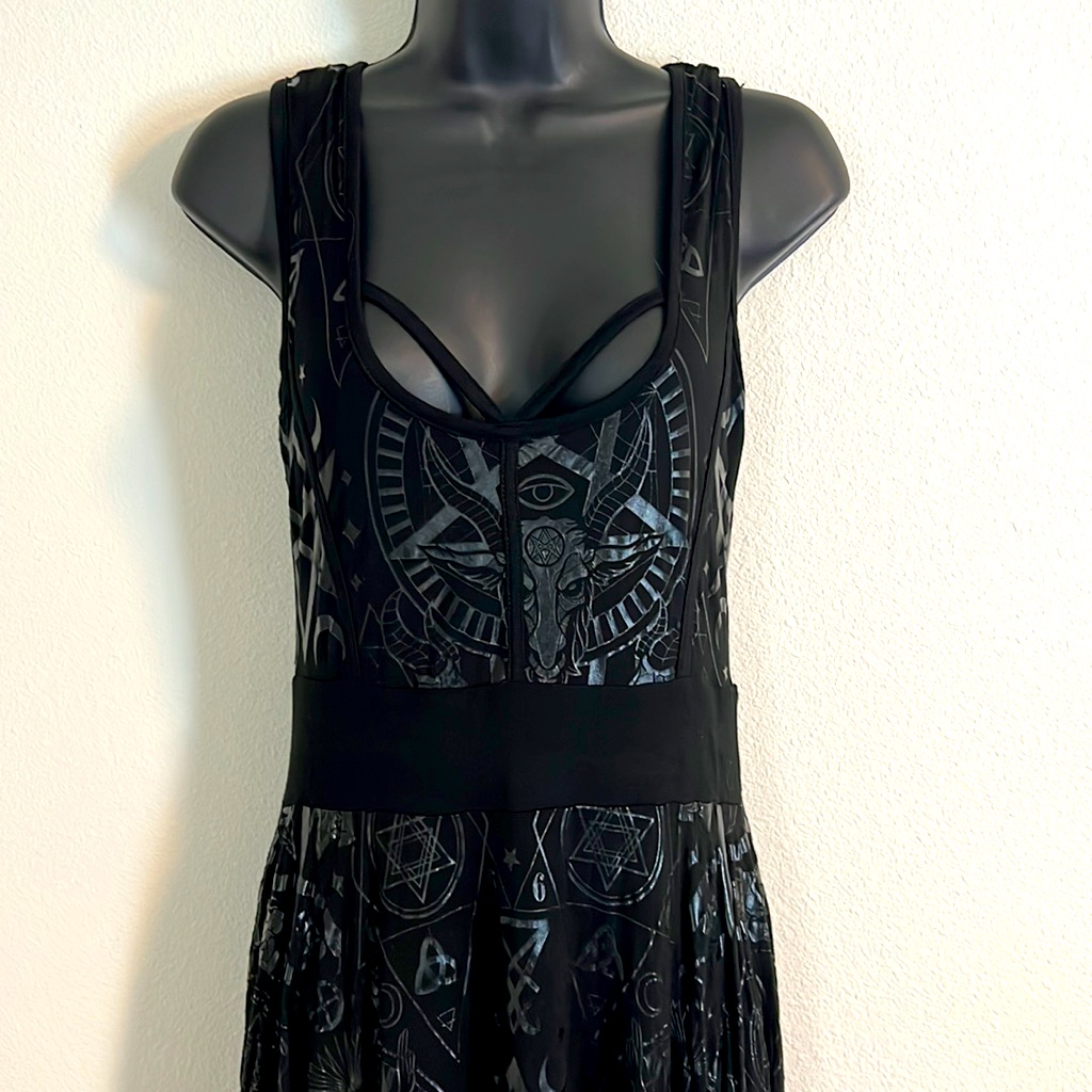 Killstar Black Pagan Witchy Skater Dress - Med